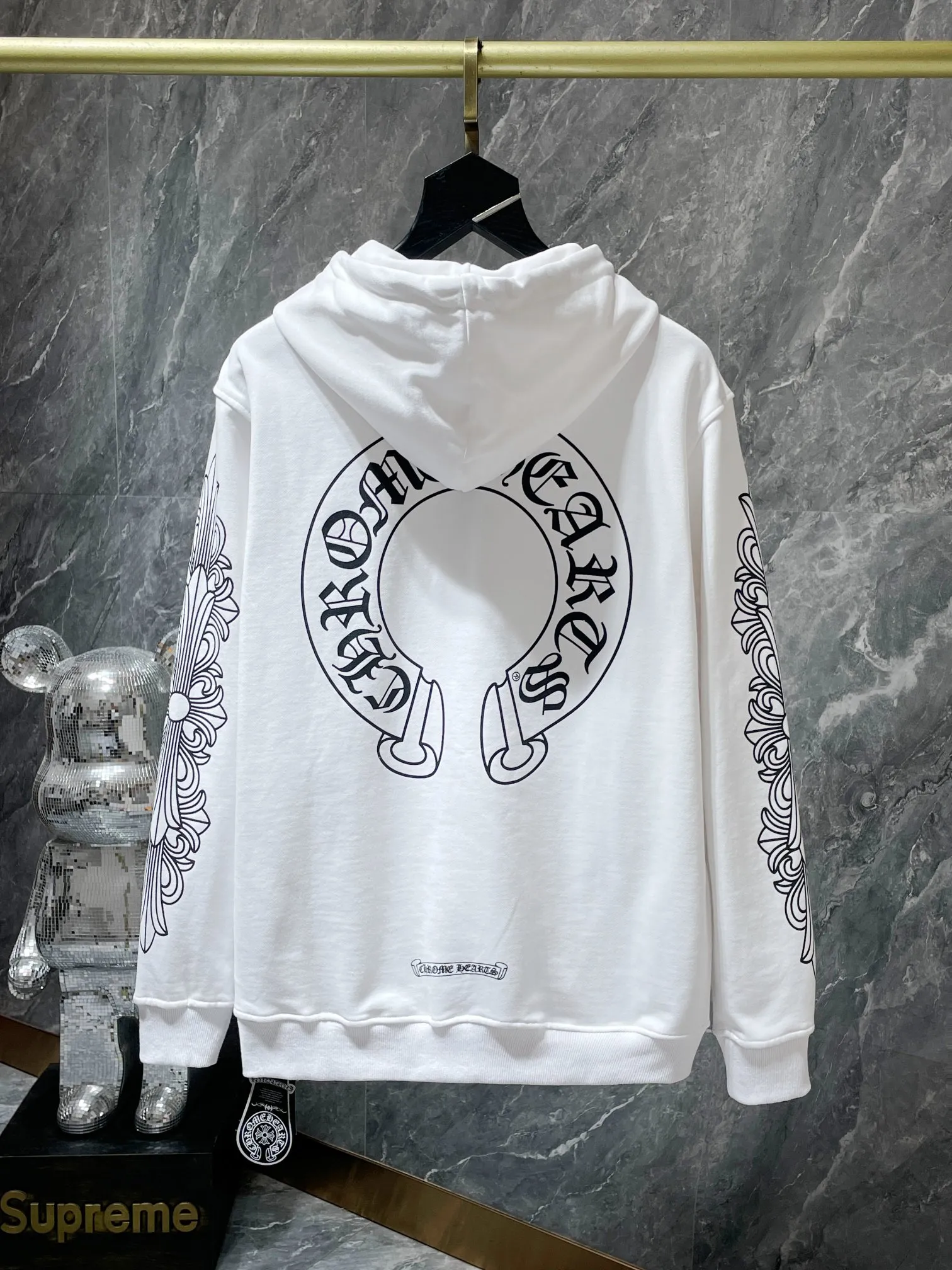 P260 Chrome Hearts Autumn and Winter 2025 simultaneous sale at counters❤️ Chrome Hearts scroll logo simple classic hooded sweatshirt Imported glue printing and dyeing Specially customized version of 1:1 high weight fabric Recommended color: black white Size: S, M, L, XL